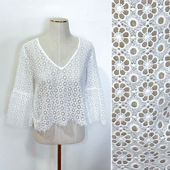 Lucy Paris White Daisy Lace Blouse S - Picture 1 of 2